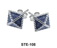 Enamel Quadrate Stud Earring STE-108